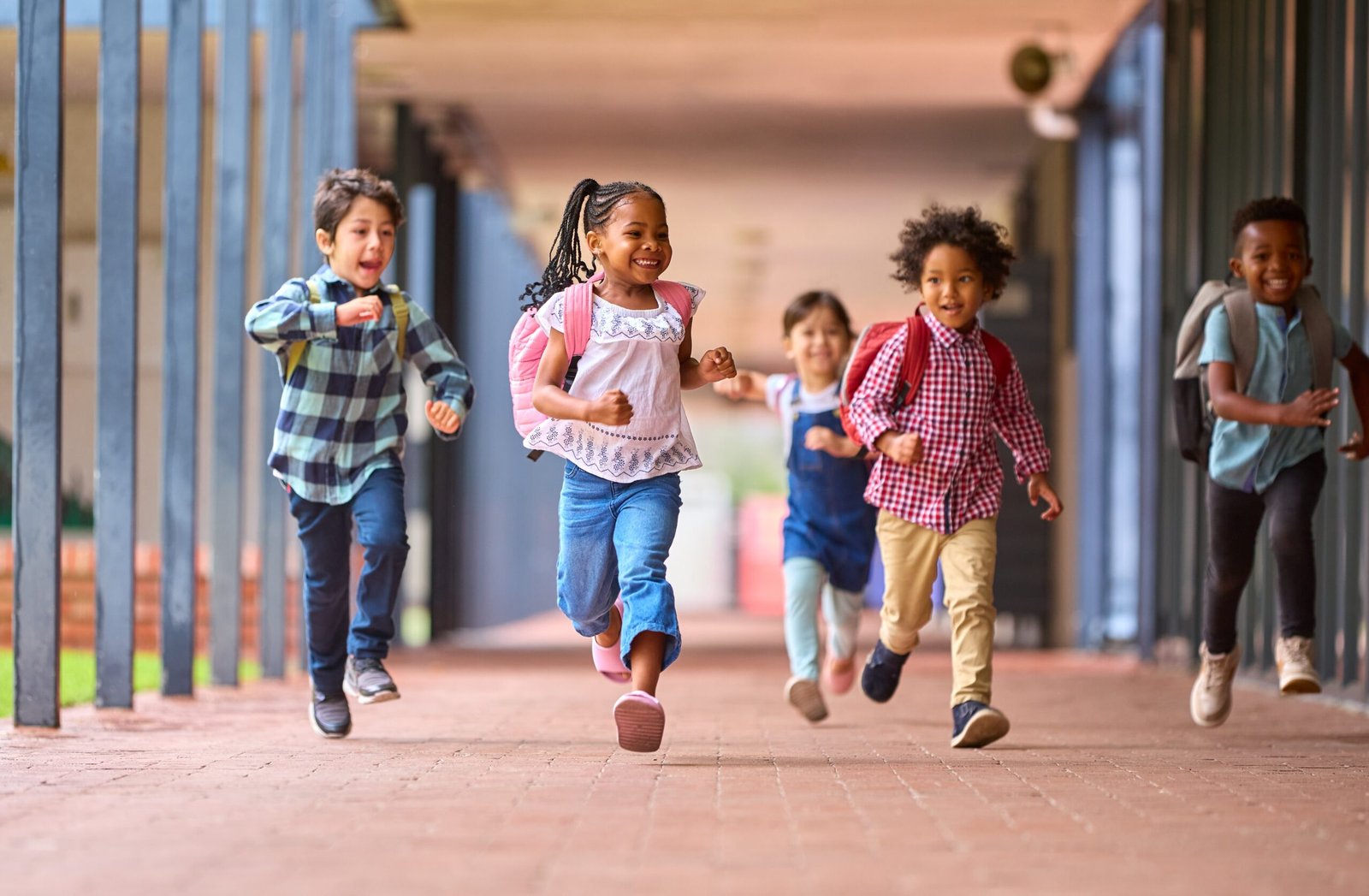 students running in corridor